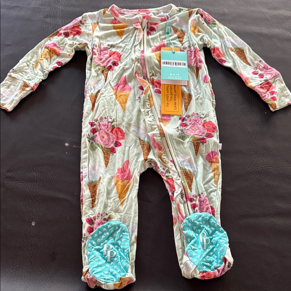 12-18m Sophia print posh peanut footie NWT